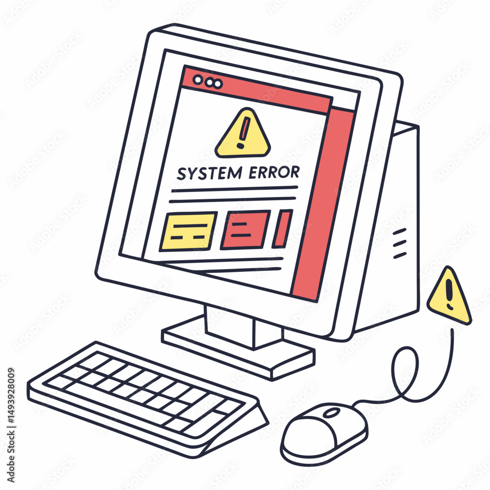 Poster computer system error message desktop pc keyboard mouse