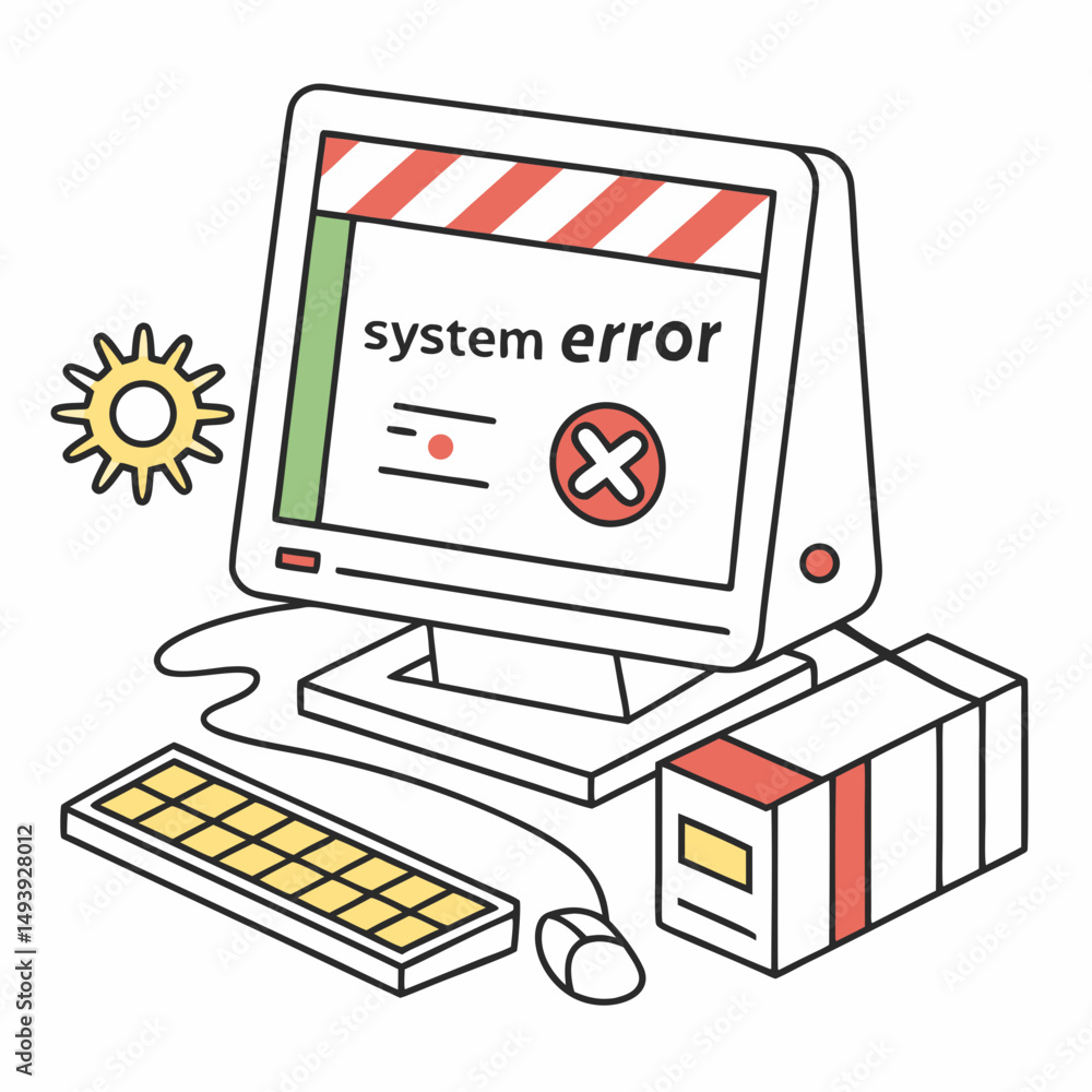 Poster retro computer system error message displayed on screen
