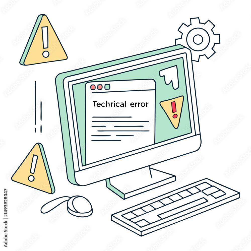 Poster computer technical error alert message displayed on screen