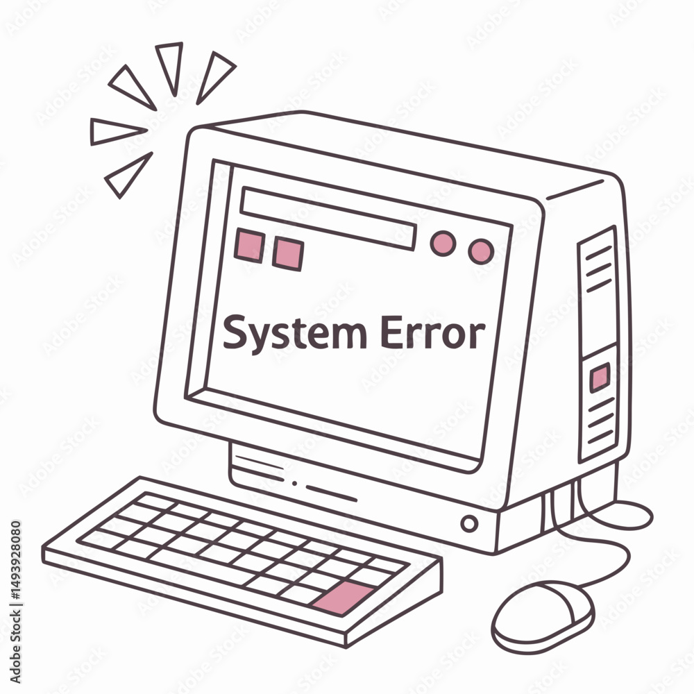Poster retro computer system error illustration simple design