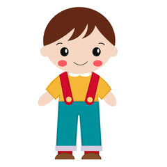 boy in yellow shirt flat vector no background