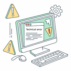Computer technical error alert message displayed on screen