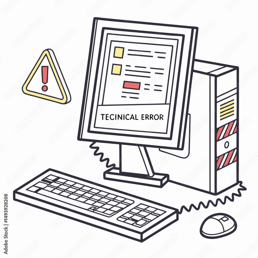 Poster computer technical error alert system failure warning message