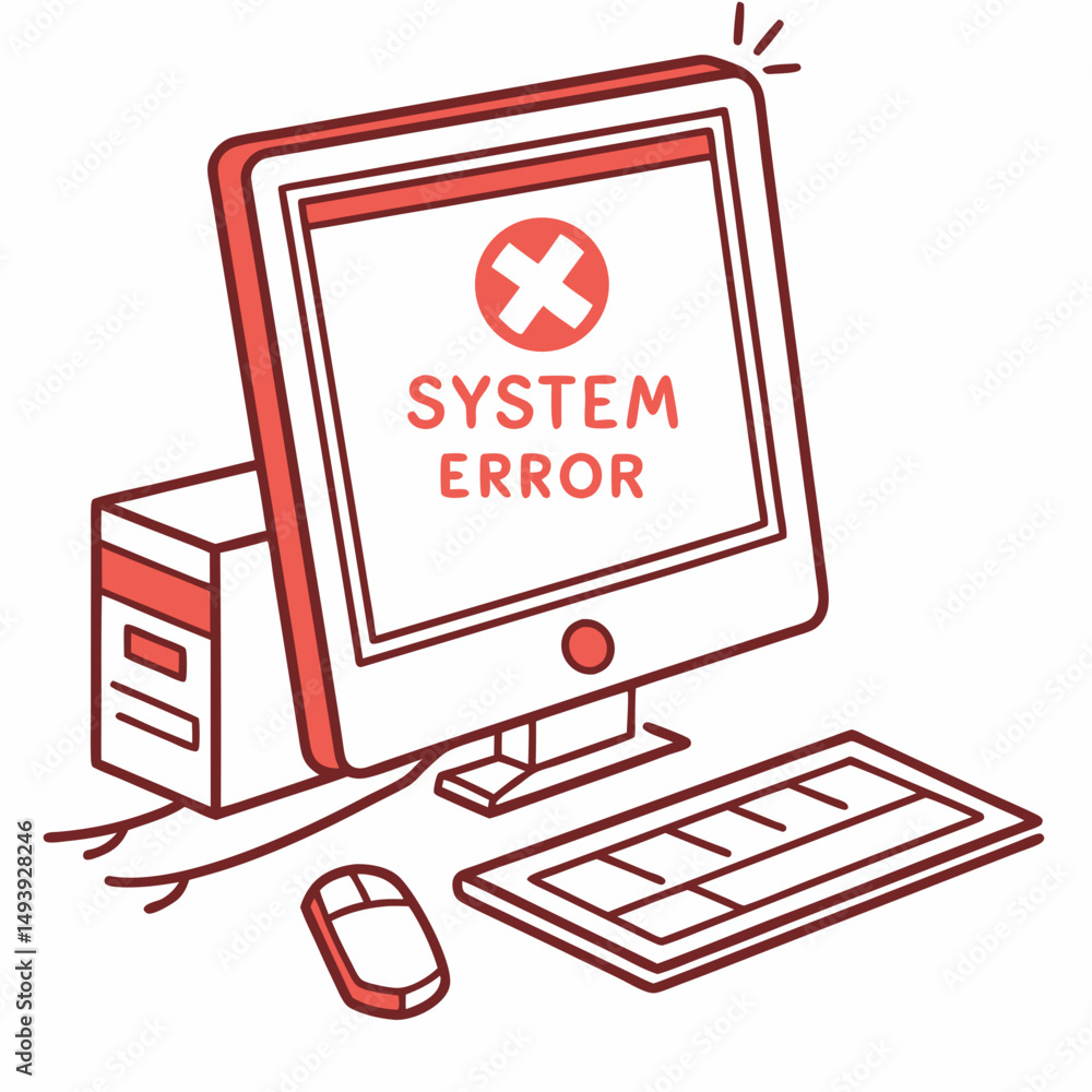Poster computer system error message desktop pc keyboard mouse