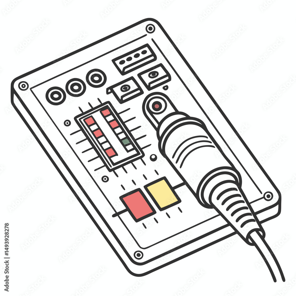 Poster Retro tech gadget device interface circuit board cable