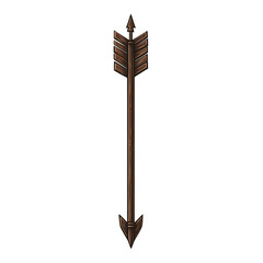 Bold Arrow with Distinctive Edges in Forest Brown Isolated on Transparent Background