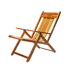 Contemporary Reclining Wooden Beach Chair Isolated on Transparent Background