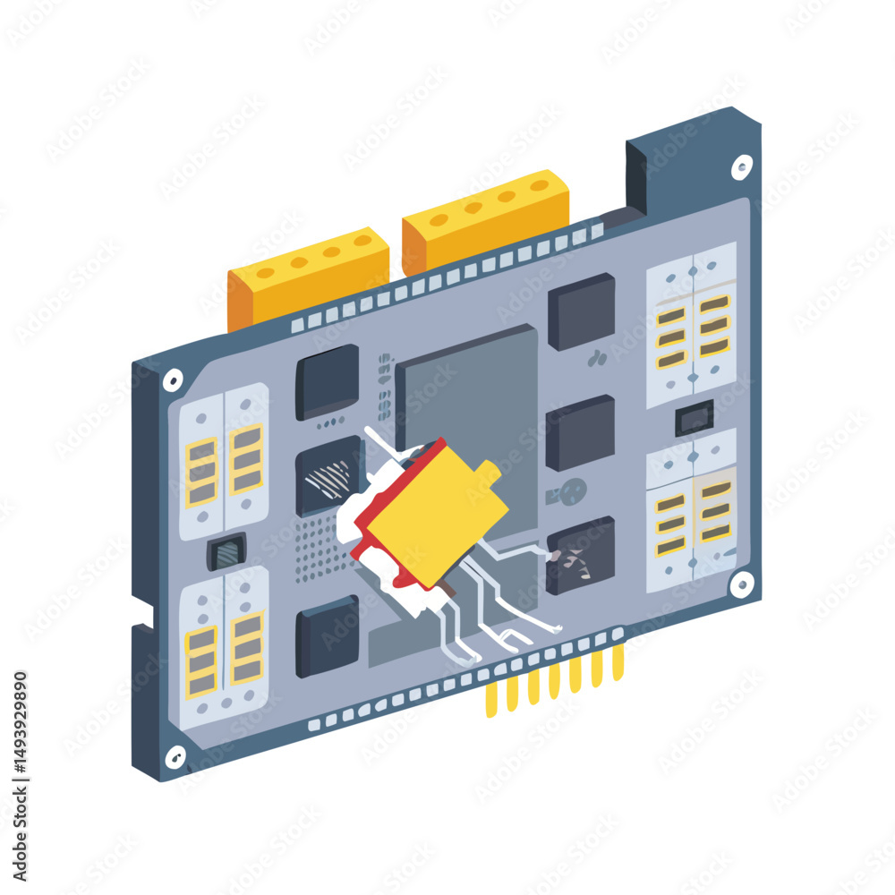 Aufkleber high-quality isometric circuit board with component on transparent background