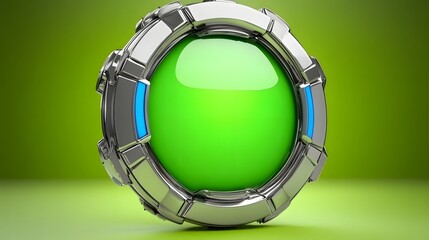 Fototapeta premium Futuristic Green Button Interface Technology Concept
