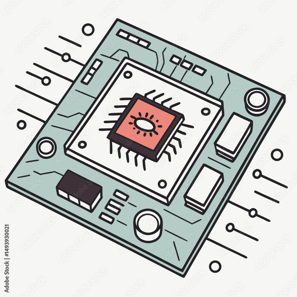 Aufkleber circuit board microchip technology computer hardware digital innovation