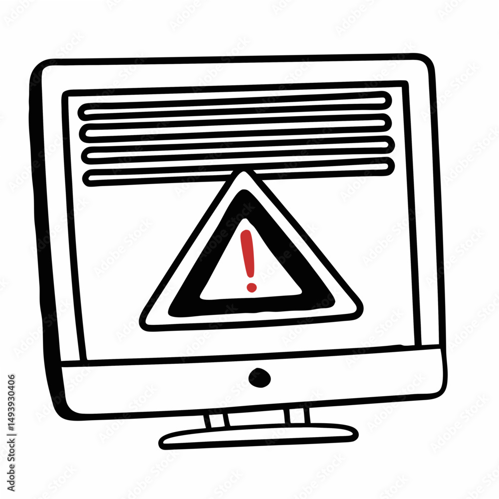 Poster computer screen warning alert sign isolated cutout professional design element