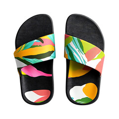 Trendy Slip On Beach Sandals with a Bold Graphic Isolated on Transparent Background