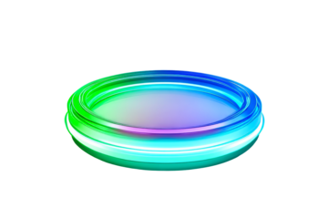 Glowing circle with vibrant color gradients, cut out transparent