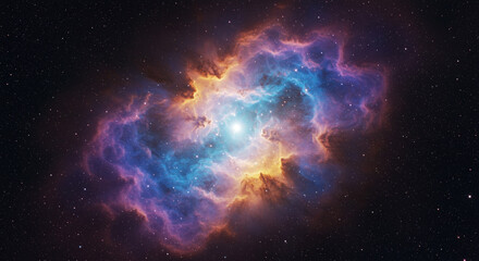 Fototapeta premium A vibrant nebula with blue and orange hues surrounded by a field of stars in the dark expanse of space