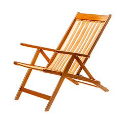 Elegant Reclining Wooden Beach Chair with a Compact Isolated on Transparent Background