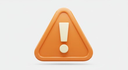 Bright orange warning icon with prominent exclamation mark as a caution symbol for safety alerts and hazard indications