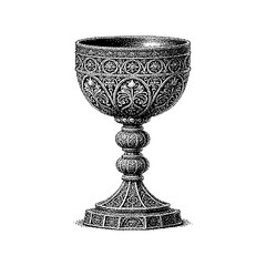 Intricately designed vintage chalice with ornate detailing