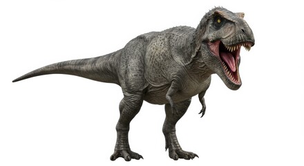Fototapeta premium Vividly Detailed T-Rex Dinosaur with Aggressive Posture and Menacing Expression