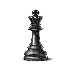 Detailed illustration of a black chess king piece, emphasizing intricate design and classic style