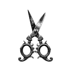 Intricate vintage scissors with ornate design elements and detailing