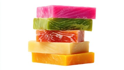 Stack of Colorful Handmade Artisan Soap Bars for Spa and Bath