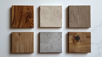 Sample of wood, stone, and concrete materials