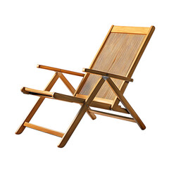 Elegant Minimalist Wooden Beach Chair with a Refine Isolated on Transparent Background