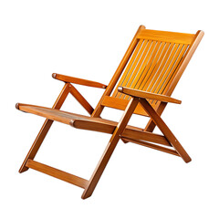 Elegant Minimalist Wooden Beach Chair with a Stream Isolated on Transparent Background