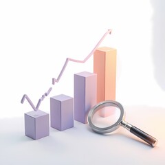 Business Graph and Magnifying Glass