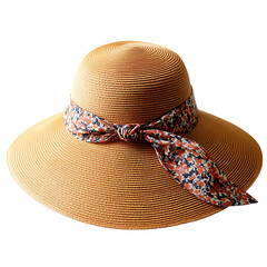 Contemporary Wide Brim Sun Hat with a Sculpted Form Isolated on Transparent Background