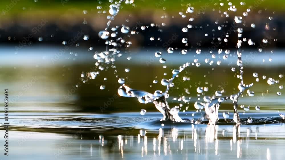 Poster abstract water splash photography with droplets in motion creating a dynamic, energetic effect on th