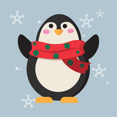 Cute christmas penguin character Vector