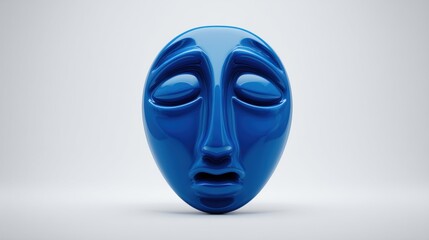 Melancholy Blue Mask - Glossy 3D Emotion Icon