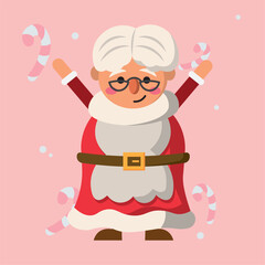 Cute miss claus christmas character Vector