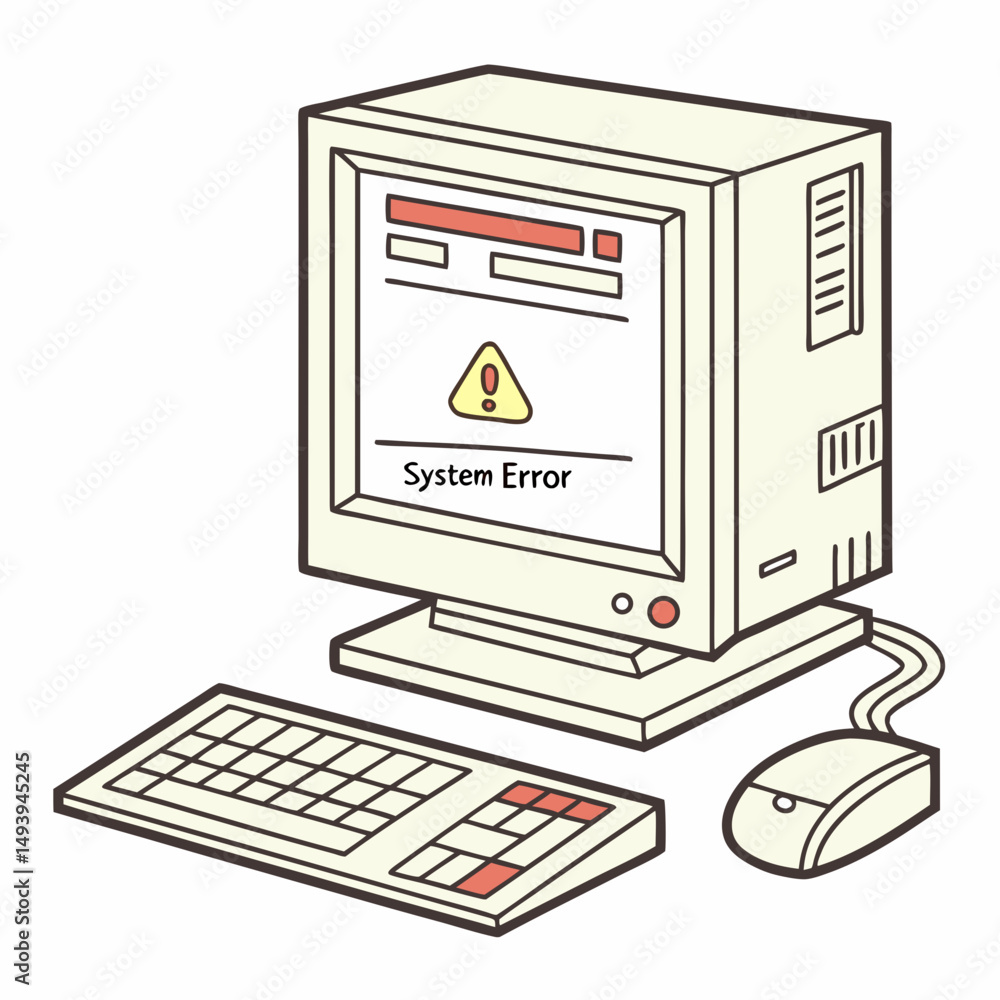 Poster retro computer system error illustration