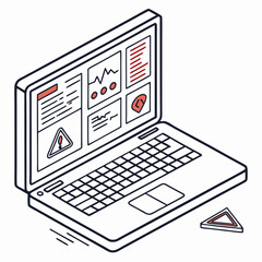 Professional laptop isometric illustration transparent background