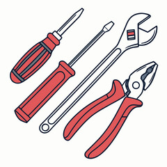 Professional tool set illustration isolated on white