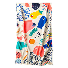 Playful Beach Towel with Giant Whimsical Patterns Isolated on Transparent Background