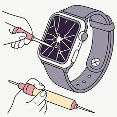 Smartwatch repair cracked screen fix tools