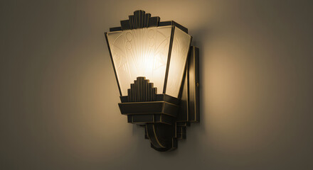 Elegant Interior Wall Sconce With Geometric Details And Warm Lighting