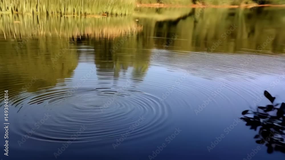 Poster gentle ripples emanate outward on surface of calm water, creating concentric circles and a sense of 