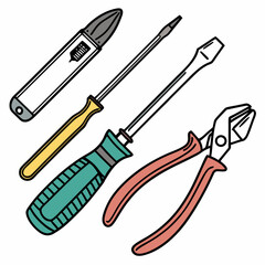Professional tools set isolated cutout transparent background