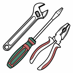 Essential tools wrench screwdriver pliers repair kit