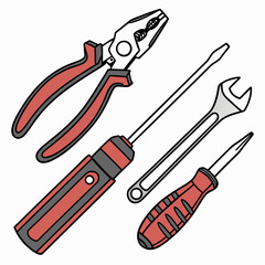 Essential tools kit pliers screwdriver wrench repair