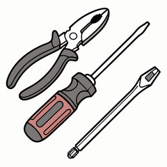 Essential diy tools pliers screwdriver flathead