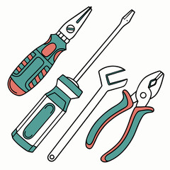 Handyman tools screwdriver pliers repair kit