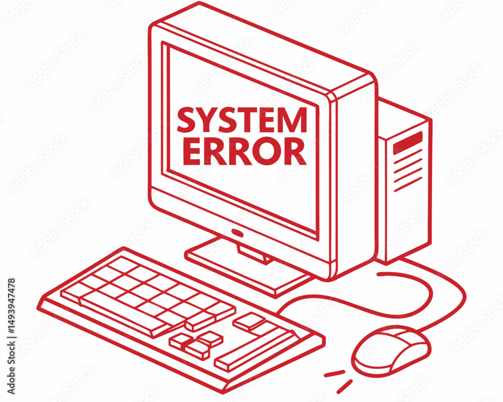 Fototapete retro computer system error icon transparent background