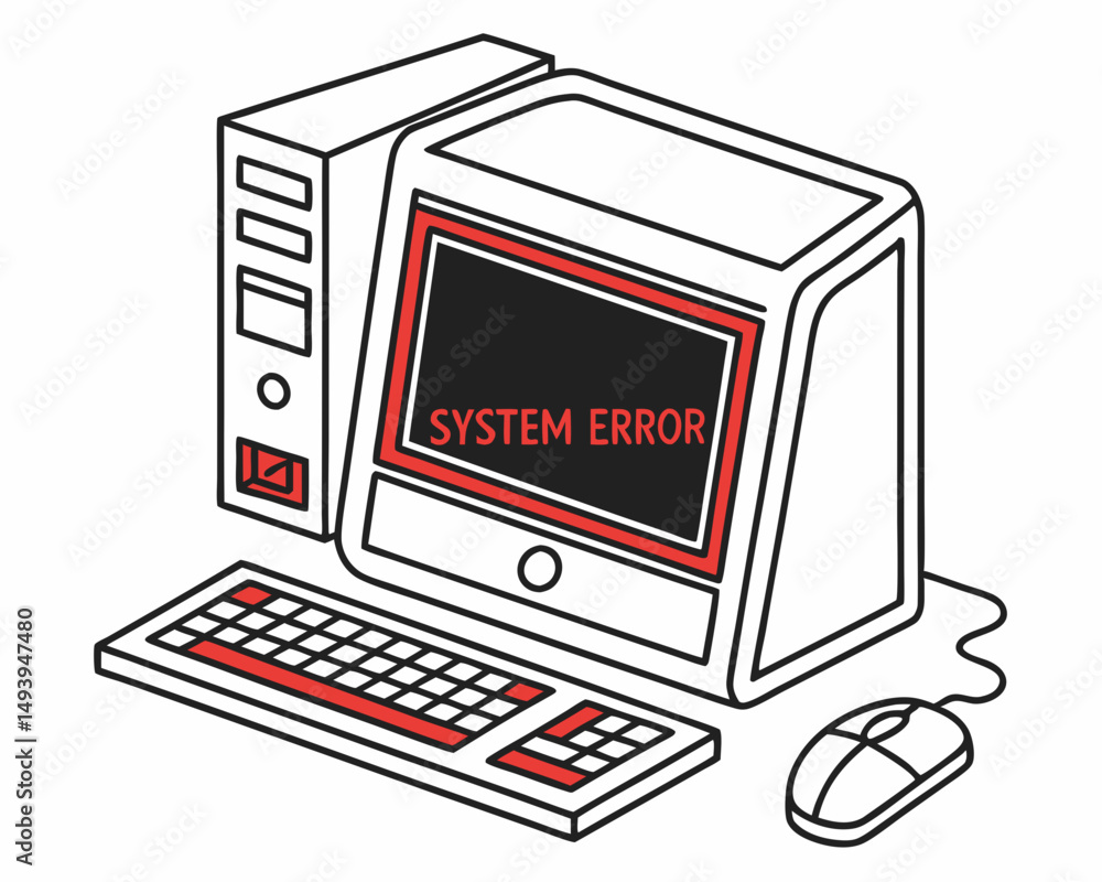 Aufkleber retro computer system error illustration transparent background