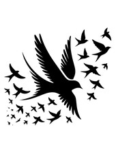 a black silhouette vector icon of flying birds