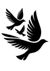 Obraz premium a black silhouette vector icon of flying birds